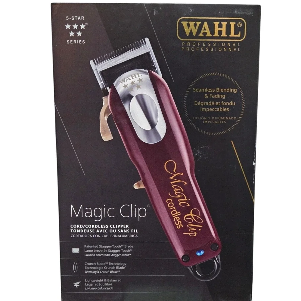Wahl Professional 5-Star Cordless Magic Clip Hair Clipper Burgundy 8148